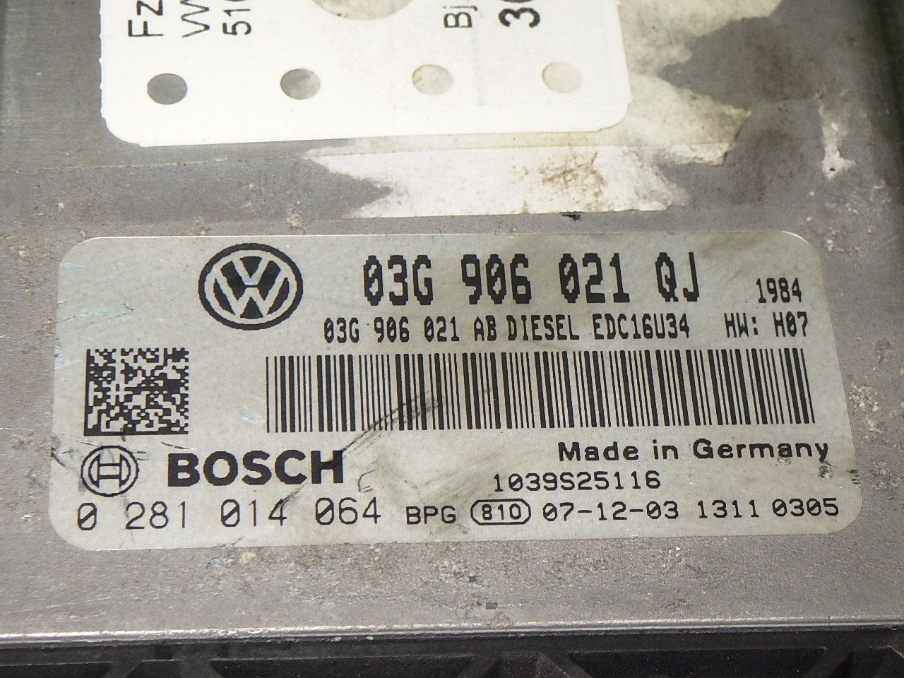 Motorsteuergerät VW JETTA III (1K2) 1.9 TDI 03G906021QJ - 361413