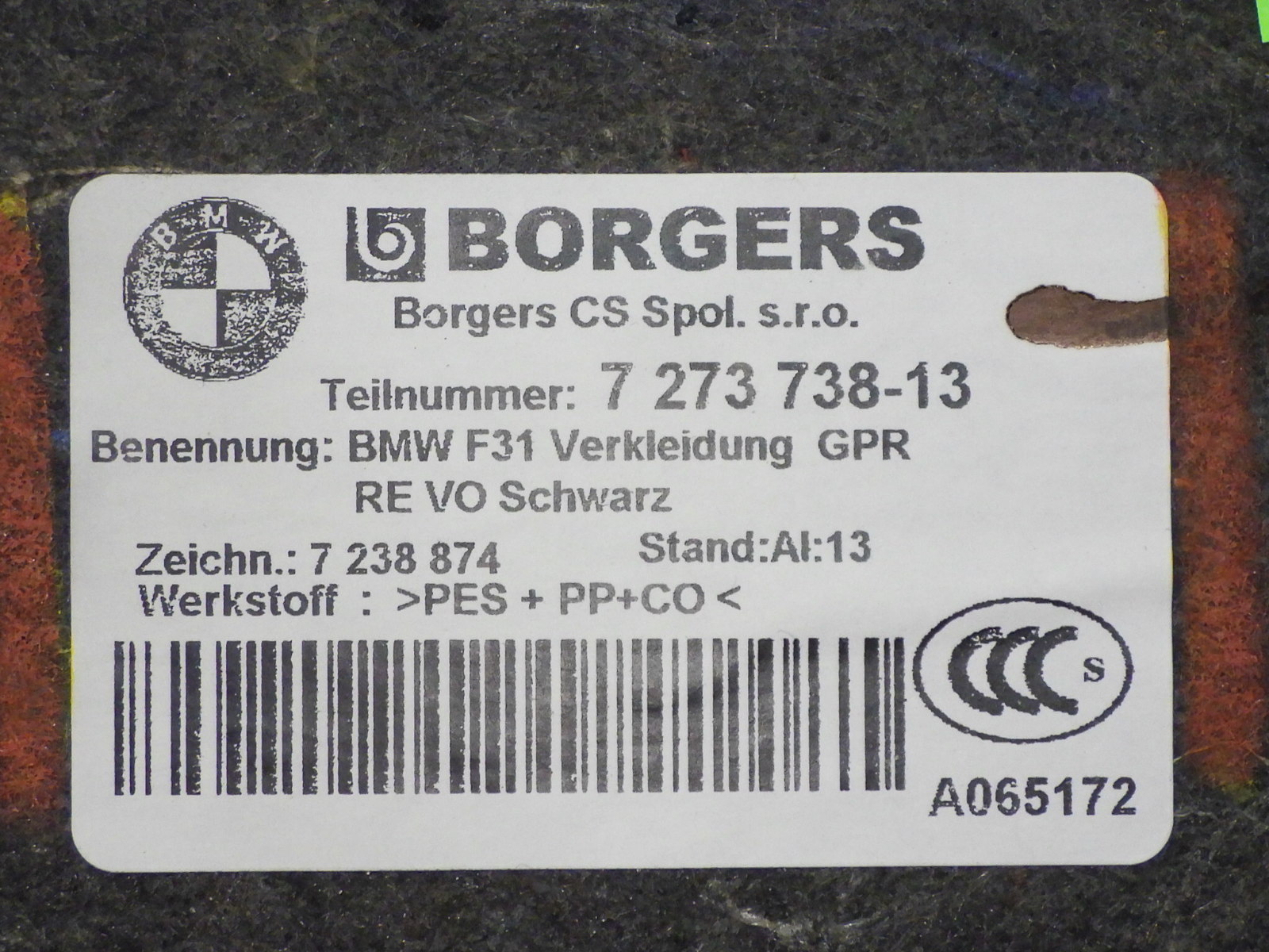 Verkleidung Laderaum rechts BMW 3 Touring (F31) 318 d 727373813 - 405382